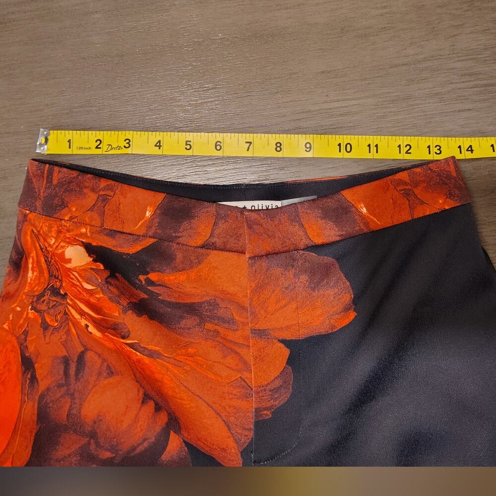 Alice + Olivia Pants Ronnie Peony Petals Bright Ruby Floral Size 4 - Picture 9 of 16